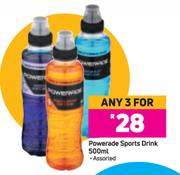 Powerade Sports Drink Assorted-For Any 3 x 500ml
