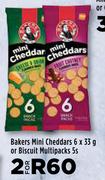 Bakers Mini Cheddars 6 x 33g Or Biscuit Multipacks 5s-For 2