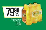 Savanna Lemon Non-Alcoholic Handies-6 x 330ml Per Pack