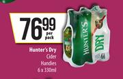 Hunter's Dry Cider Handies-6 x 330ml Per Pack
