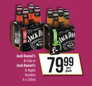 Jack Daniel's & Cola Or Jack Daniel's & Apple Handies-4 x 330ml Per Pack