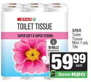 Spar Toilet Tissue Mini 1 Ply-18s Each
