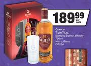 Grant's Triple Wood Blended Scotch Whisky 750ml With A Glass Gift Set-Per Pack