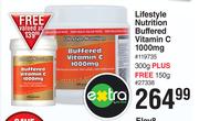 Lifestyle Nutrition Buffered Vitamin C 1000mg-300g Plus Free 150g