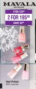 Mavala Switzerland Nail Polish Assorted-For 2 x 5ml