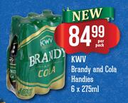 KWV Brandy & Cola Handies-6 x 275ml