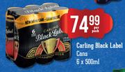 Carling Black Label Cans-6 x 500ml Per Pack