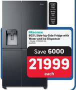 Hisense 602L Side By Side Fridge With Water & Ice Dispenser H780SB-IDL