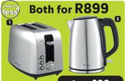 Eiger Geneva 2 Slice Stainless Steel Toaster +Eiger 1.7L Stainless Steel Kettle EG-SKS003-Both For