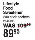 Lifestyle Food Sweetener 200 Stick Sachets