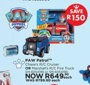 Paw Patrol Chase's R/C Cruiser Or Marshall's R/C Fire Truck SM-6054195 Or SM-6054190-Each