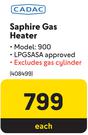 Cadac Saphire Gas Heater 900-Each