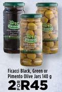 Ficacci Black, Green Or Pimento Olive Jars-For 2 x 140g