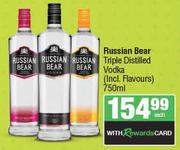 Russian Bear Triple Distilled Vodka (Incl. Flavours)-750ml Each