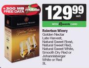 Robertson Winery Golden Nectar Late Harvest,NL Sweet Rose,NL Sweet Red,NL Sweet White-3L Each