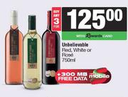 Unbelievable Red, White Or Rose-For 3 x 750ml