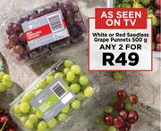White Or Red Seedless Grape Punnets-For Any 2 x 500g