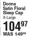 Donna Satin Floral Sleep Cap X-Large