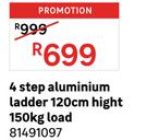 4 Step Aluminium Ladder 120cm Hight 150Kg Load 81491097