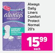 Always Daily Liners Comfort Protect Normal- 20's Pack
