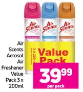 Air Scents Aerosol Air Freshner Value Pack 3x200ml- Per Pack