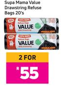 Supa Mama Value Drawstring Refuse Bags 20's Pack- For 2