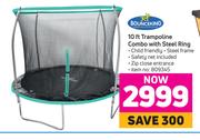 Bounceking 10 Foot Trampoline Combo With Steel Ring