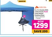 Ozark Taril 3 x 3m Gazebo With 2 Side Panels Plus Campmaster Camping Stool