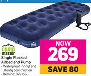 Campmaster Single Flocked Airbed And Pump