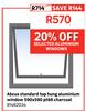 Abcus Standard Top Hung Aluminium Window 590 x 590 PT66 Charcoal 81482034