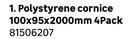 Polystyrene Cornice 100 x 95 x 2000mm 4 Pack 81506207
