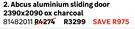 Abcus Aluminium Sliding Door 2390 x 2090 Ox Charcoal 81482011
