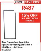 Door Frame Steel 1mm Thick Right Hand Opening W813mm x H2032mm x D115mm 81436251