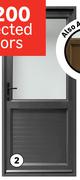Ibuild Aluminium Door Kick Plate 890 x 2090 Charcoal Obscure Right Opening 81449858