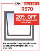 Abcus Standard Top Hung Aluminium Window 590 x 590 PT66 Charcoal 81482034