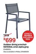 Naterial Outdoor Dining Arm Chair Orion Alpha Grey
