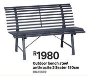 Anthracite Outdoor Bench Steel 2 Seater 150cm