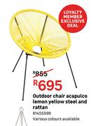 Acapulco Outdoor Chair Lemon Yellow Steel And Rattan