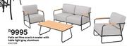 Fima Acacia Patio Set 4 Seater With Table Light Grey Aliminium