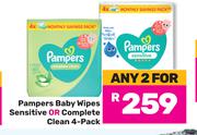 Pampers Baby Wipes Sensitive Or Complete Clean 4-Pack-For Any 2