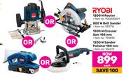 Ryobi 1200W Router Or 800W Belt Sander Or 1500W Circular Saw 185mm Or 1200W Sander Polisher 180mm-Ea