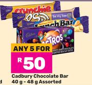 Cadbury Chocolate Bar Assorted-For 5 x 40g-48g