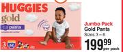 Huggies Jumbo Pack Gold Pants Sizes 3-6-Per Pack