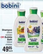 Bobini Shampoo 200ml Or Bubble Bath 330ml-Each