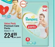 Pampers Value Pack Premium Care Pants Sizes 3-6-Per Pack