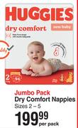 Huggies Jumbo Pack Dry Comfort Nappies Sizes 2-5-Per Pack