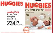 Huggies Jumbo Pack Extra Care Nappies Sizes 1-5-Per Pack