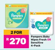 Pampers Baby Wipes (Fresh Or Sensitive)-For 2 x 4-Pack