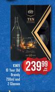 KWV 10 Year Old Brandy-750ml & 2 Glasses-Per Pack