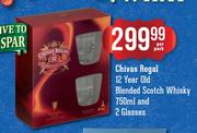 Chivas Regal 12 Year Old Blended Scotch Whisky-750ml & 2 Glasses-Per Pack